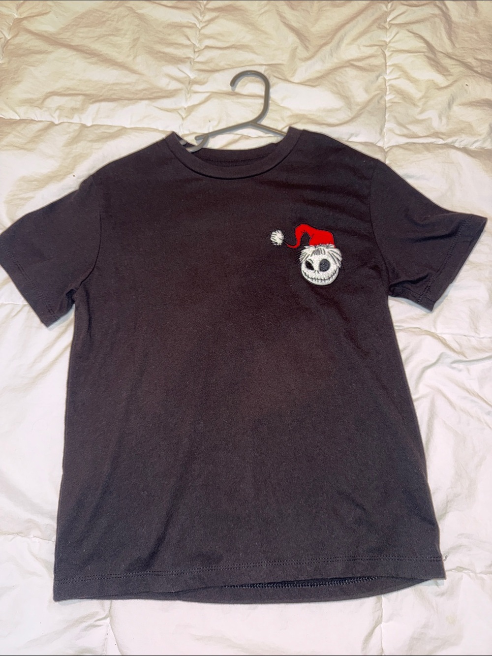 Disney Black Short-Sleeve Tee with Red Santa Hat Skull
